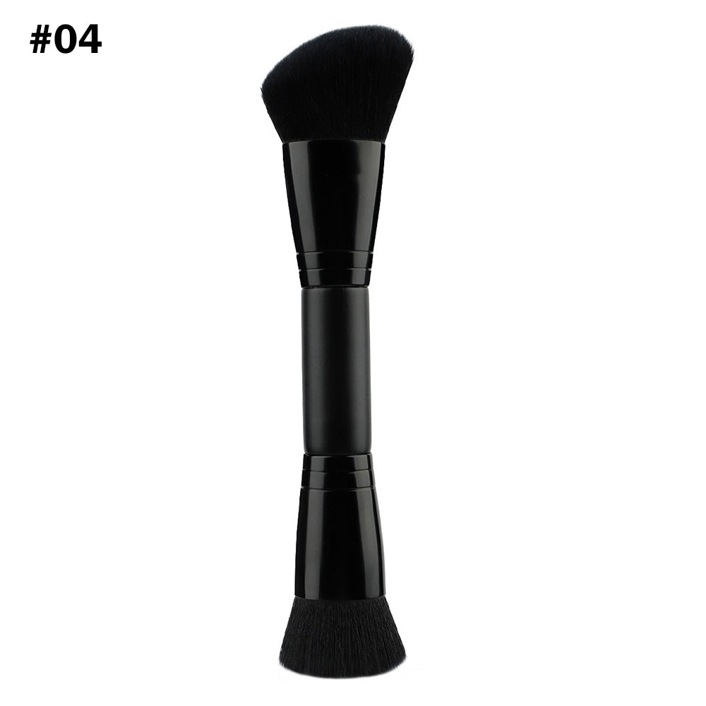 10-Color Double-Ended Makeup Brushes Soft Loose Powder Contour Flat Foundation Brush