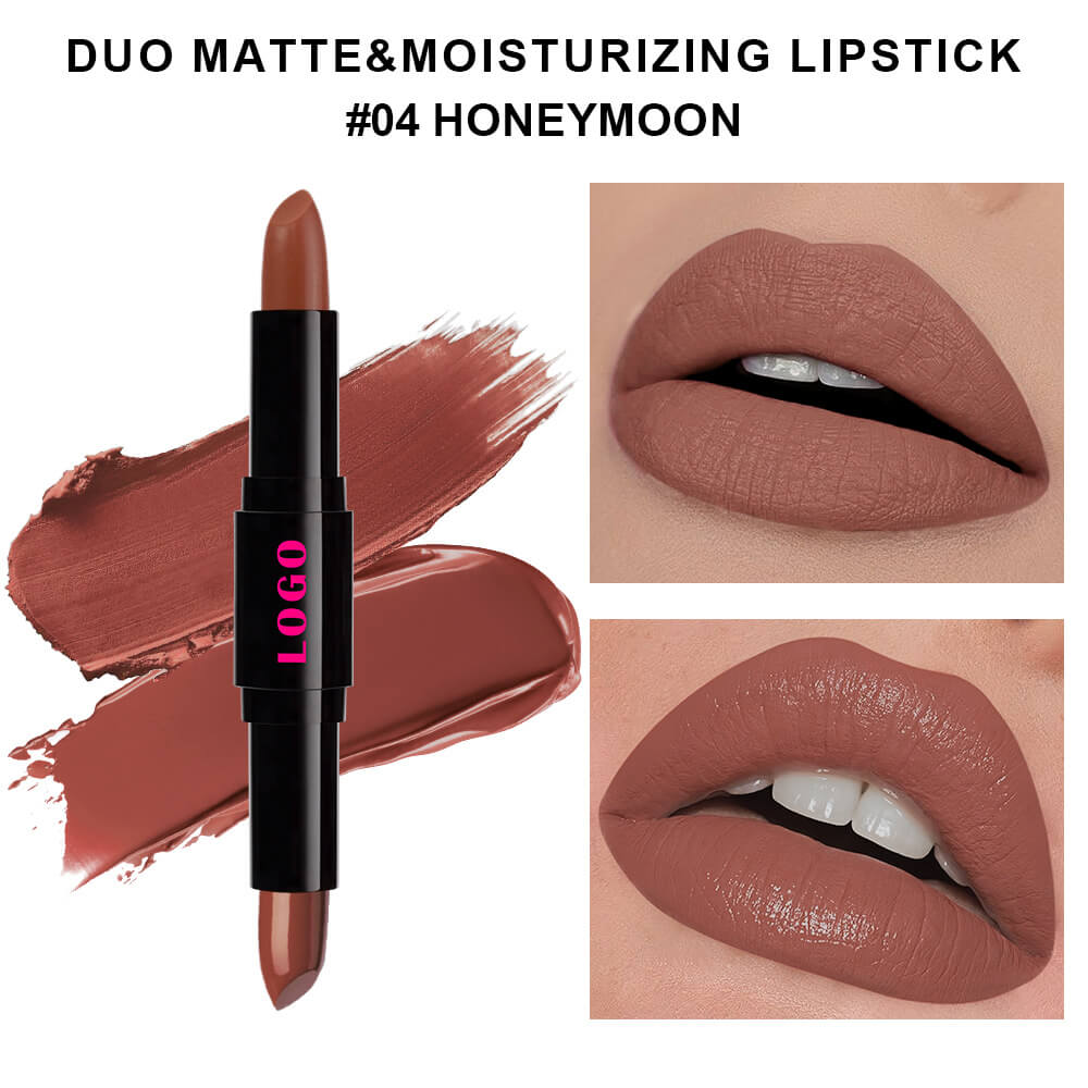 12-Color 2-in-1 Matte & Moisturizing Lipstick Dual Long-Lasting Non-sticky