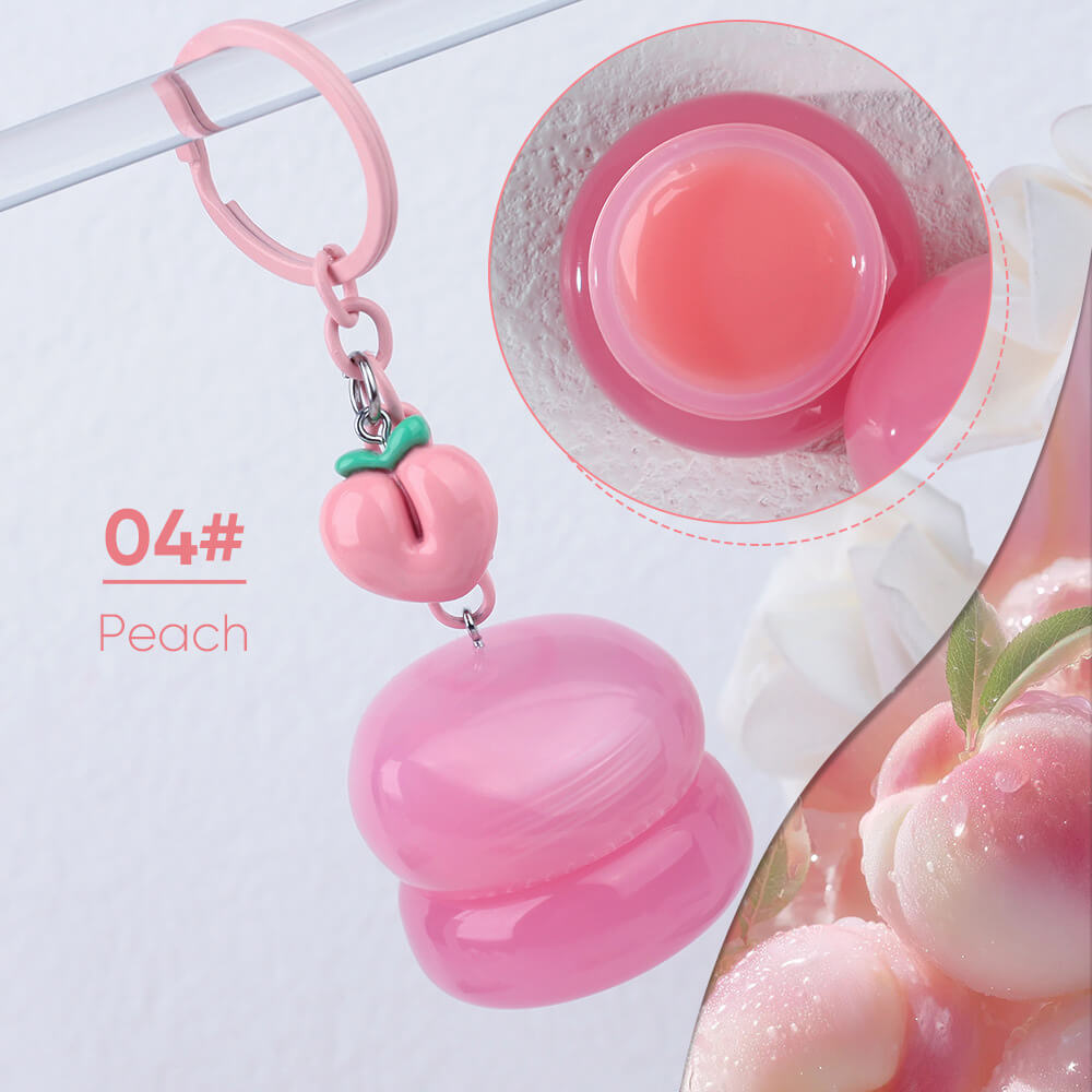 5 Flavors Cute Lip Mask Jar Charm Keychain Lip Cream Moisturizing Fruit Lip Care