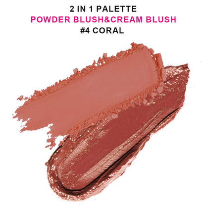 6-Color 2-in-1 Blusher Cream Blush Palette Long-Lasting High Pigment Waterproof
