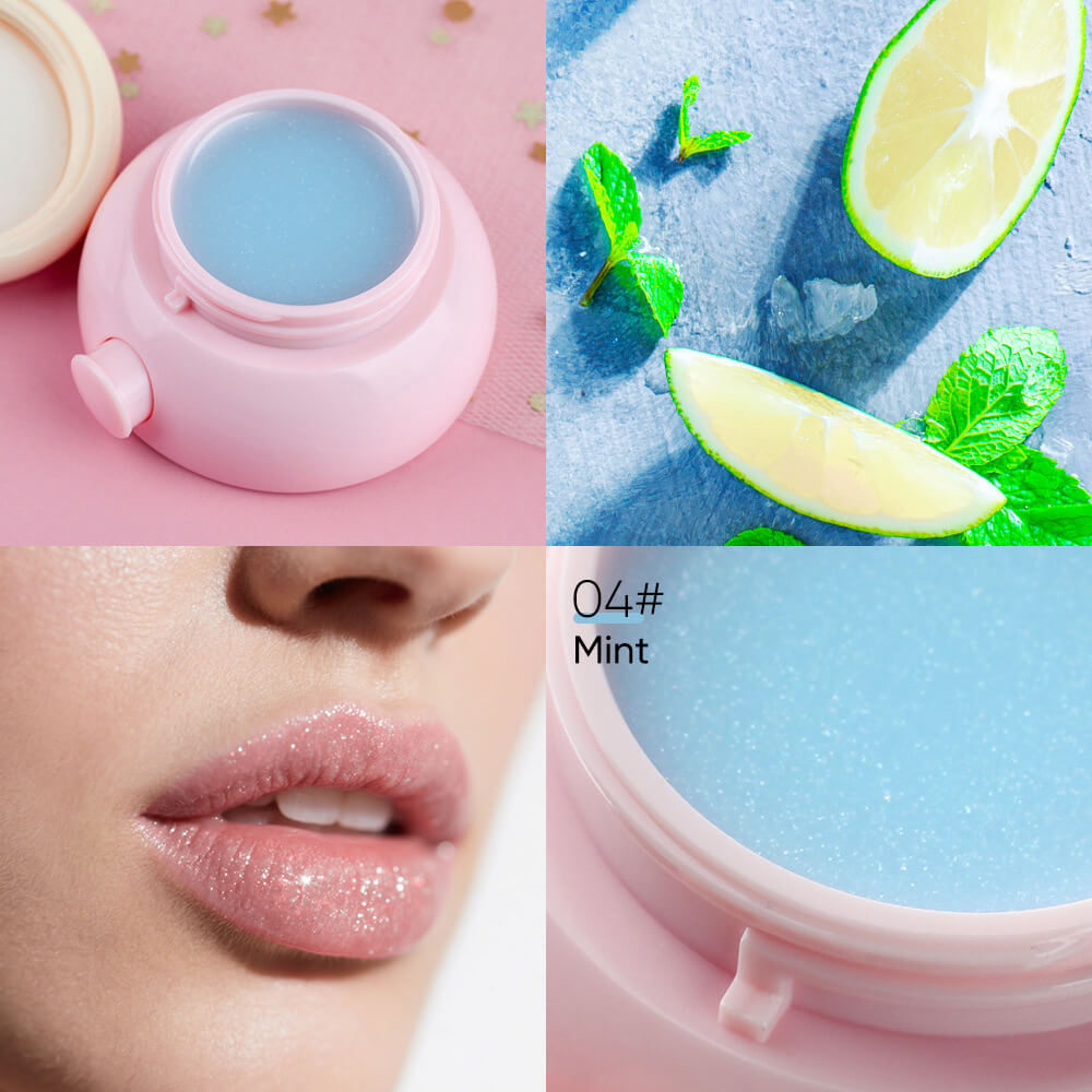 4-Color Lip Mask Jam Lip Balm Moisturizing Tinted Lip Gloss Gel with Lip Brush