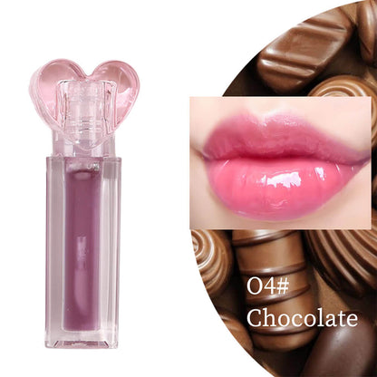 10-Color Fruit Lip Oil Clear Plumping Lip Gloss Moisturizing Heart-Shaped