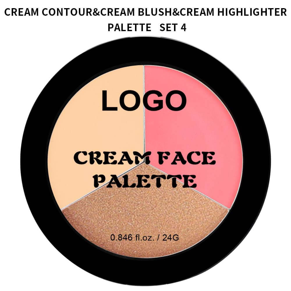 3-in-1 Multi-Shade Palette Highlighter & Contour & Blush Long-Lasting High Pigment