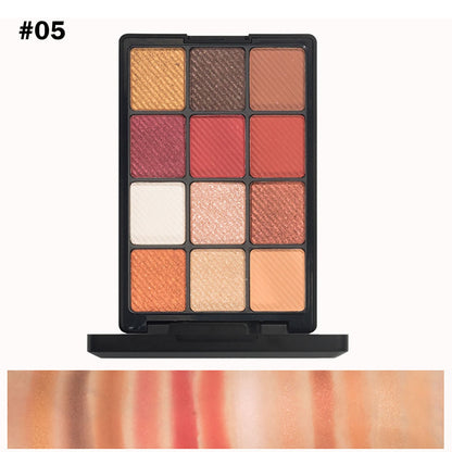 Palette de 12 fards à paupières mats, hautement pigmentés, pour toutes les carnations 