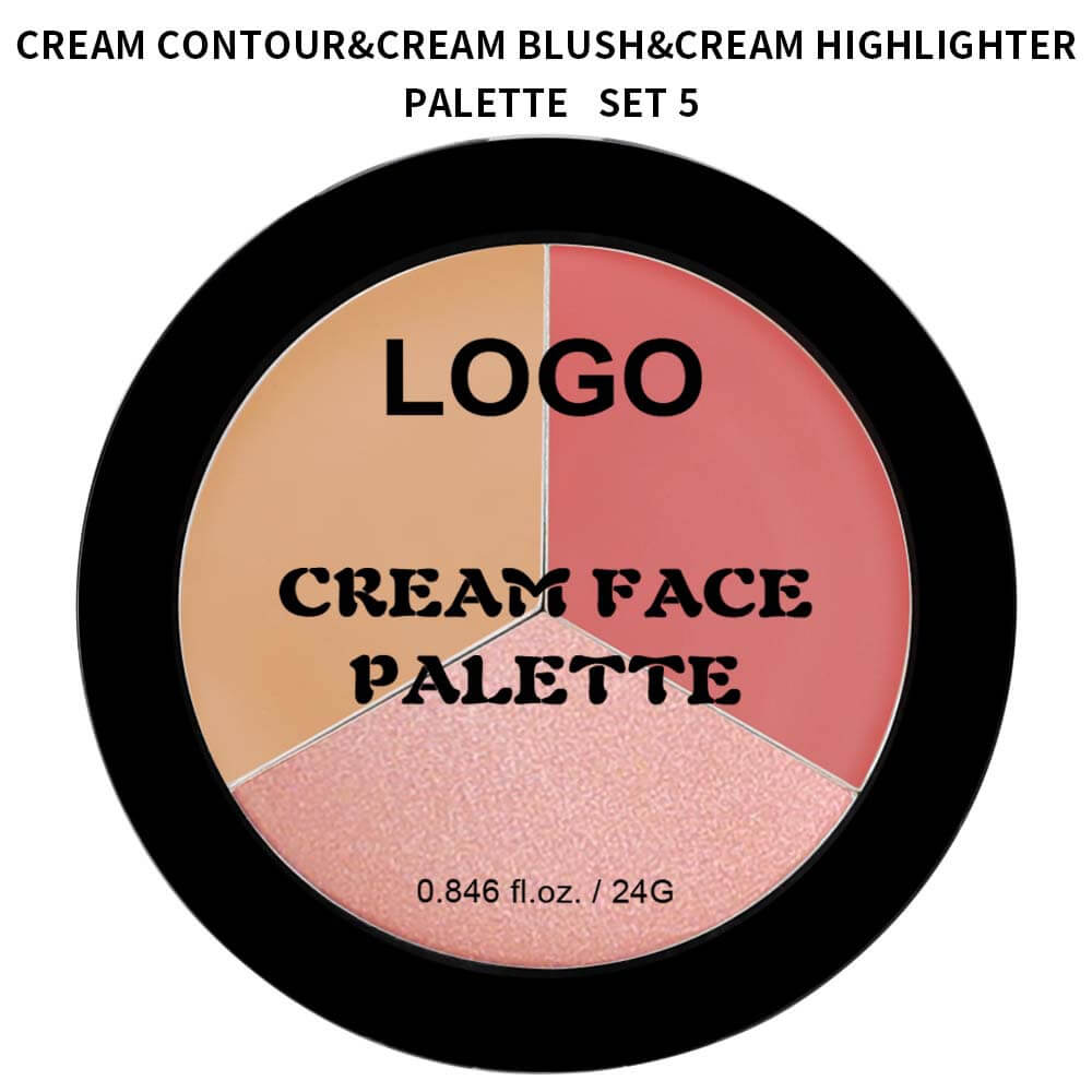 3-in-1 Multi-Shade Palette Highlighter & Contour & Blush Long-Lasting High Pigment