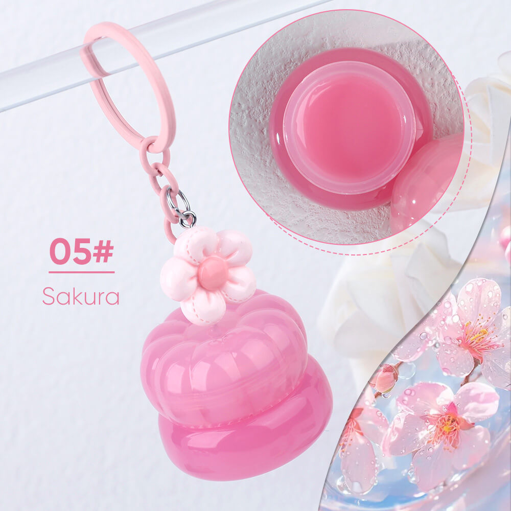 5 Flavors Cute Lip Mask Jar Charm Keychain Lip Cream Moisturizing Fruit Lip Care