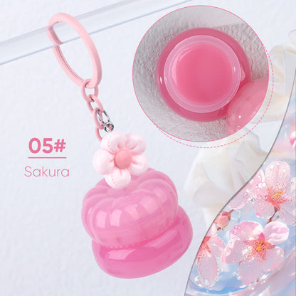 5 Flavors Cute Lip Mask Jar Charm Keychain Lip Cream Moisturizing Fruit Lip Care