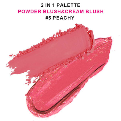6-Color 2-in-1 Blusher Cream Blush Palette Long-Lasting High Pigment Waterproof