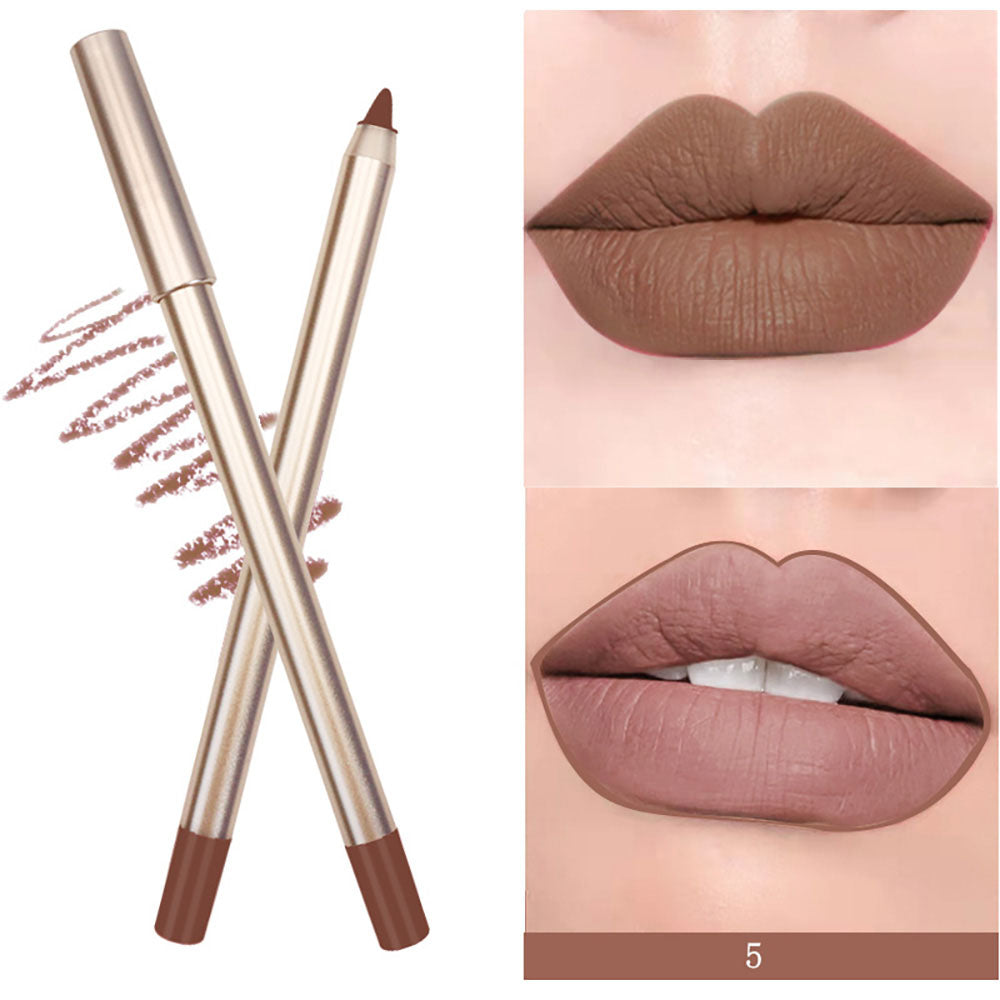 15 Color Matte Lip Liner Gold Lip Pencil Waterproof High Pigmented Vegan