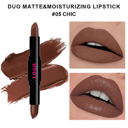 12-Color 2-in-1 Matte & Moisturizing Lipstick Dual Long-Lasting Non-sticky