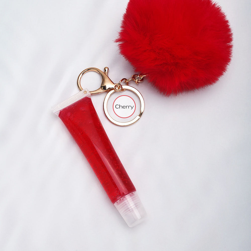 13 Color Fruity Lip Gloss Pompom Keychain Vegan Lipgloss 15ml Private Label