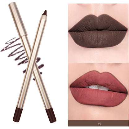 15 Color Matte Lip Liner Gold Lip Pencil Waterproof High Pigmented Vegan