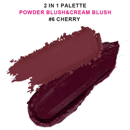 6-Color 2-in-1 Blusher Cream Blush Palette Long-Lasting High Pigment Waterproof