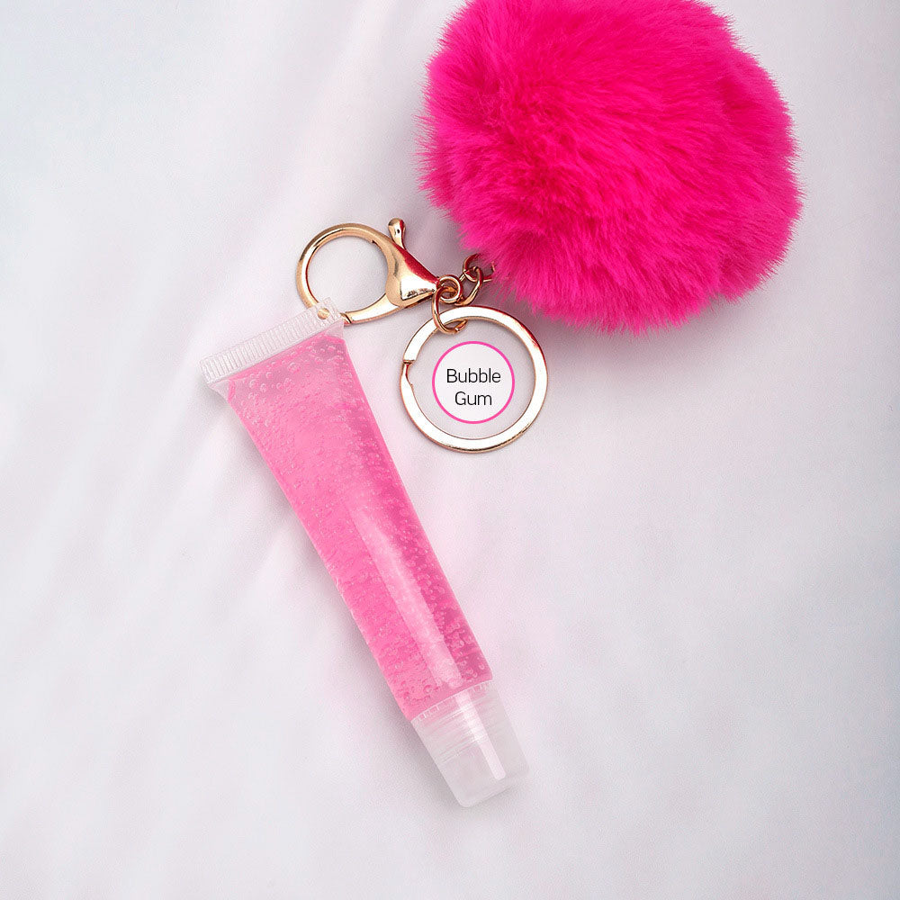 13 Color Fruity Lip Gloss Pompom Keychain Vegan Lipgloss 15ml Private Label