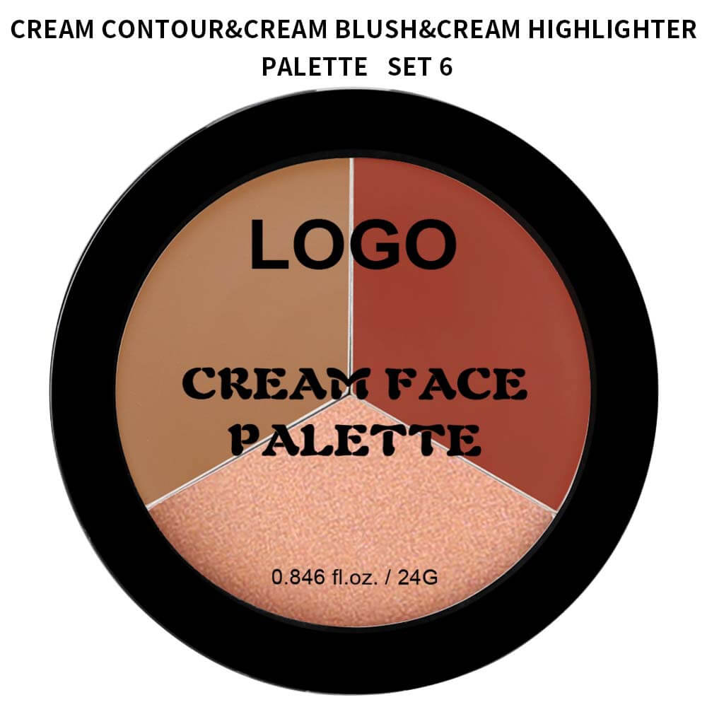 3-in-1 Multi-Shade Palette Highlighter & Contour & Blush Long-Lasting High Pigment
