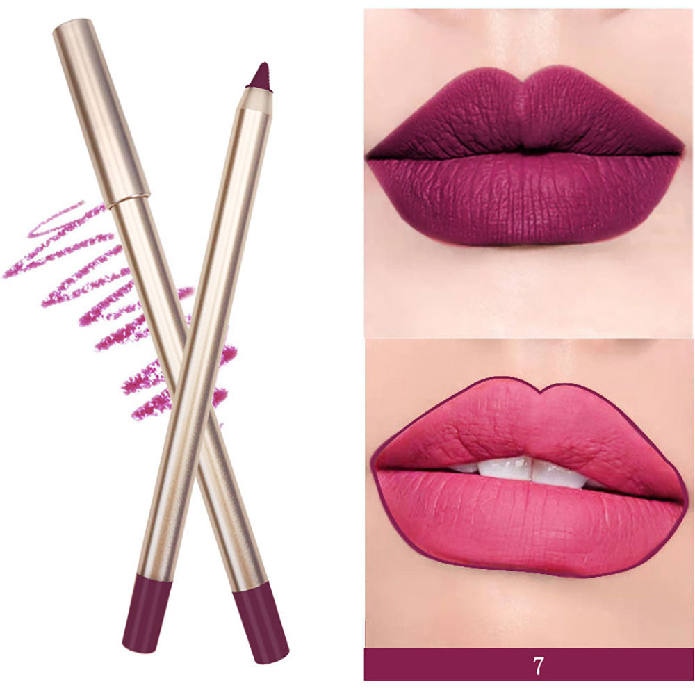 15 Color Matte Lip Liner Gold Lip Pencil Waterproof High Pigmented Vegan