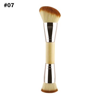 10-Color Double-Ended Makeup Brushes Soft Loose Powder Contour Flat Foundation Brush