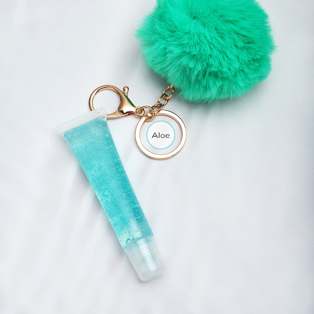 13 Color Fruity Lip Gloss Pompom Keychain Vegan Lipgloss 15ml Private Label
