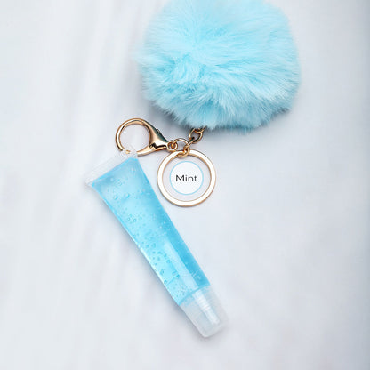 13 Color Fruity Lip Gloss Pompom Keychain Vegan Lipgloss 15ml Private Label