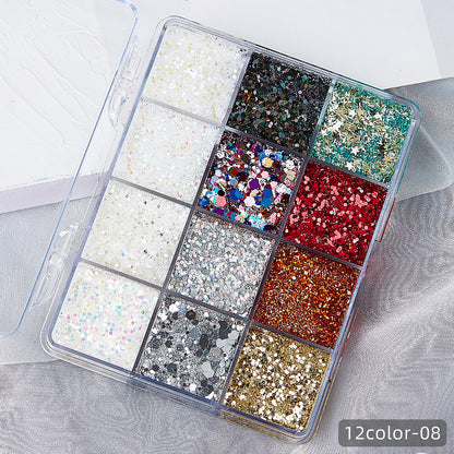 12 color glitter gel highlight powder adhesive-free sequin face body makeup