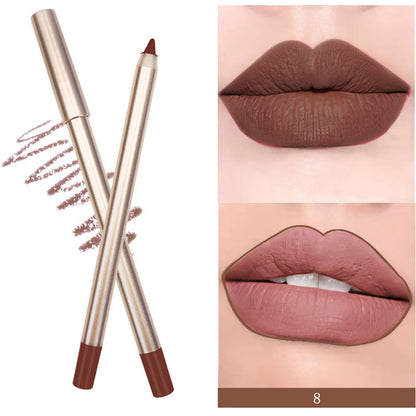 15 Color Matte Lip Liner Gold Lip Pencil Waterproof High Pigmented Vegan