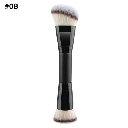 10-Color Double-Ended Makeup Brushes Soft Loose Powder Contour Flat Foundation Brush