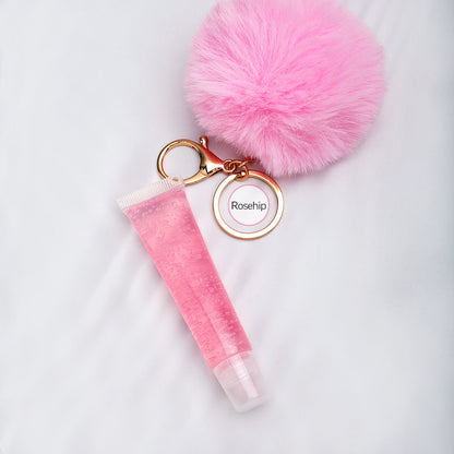 13 Color Fruity Lip Gloss Pompom Keychain Vegan Lipgloss 15ml Private Label