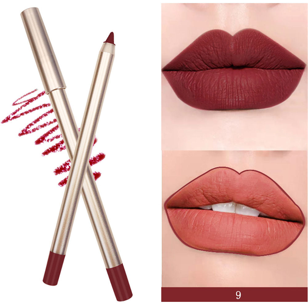 15 Color Matte Lip Liner Gold Lip Pencil Waterproof High Pigmented Vegan