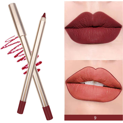 15 Color Matte Lip Liner Gold Lip Pencil Waterproof High Pigmented Vegan