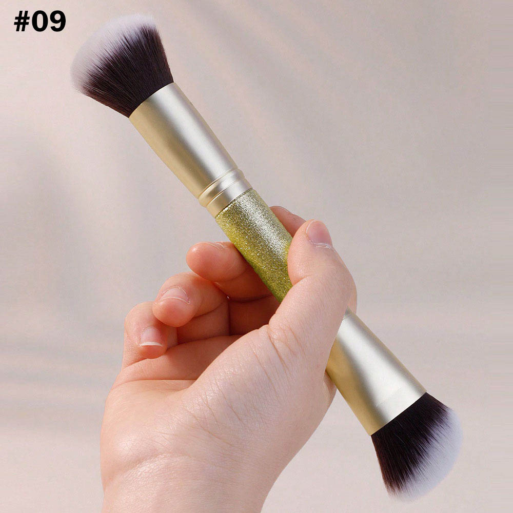 10-Color Double-Ended Makeup Brushes Soft Loose Powder Contour Flat Foundation Brush