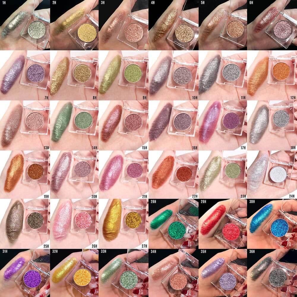 36-Color Chameleon Eyeshadow Powder Metallic Highlighter Vegan 26mm