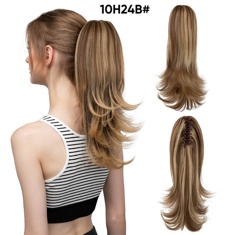 Short wigs hair extensions curly ponytail natural fluffy ponytail with clip