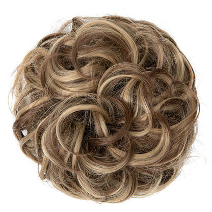Curly hair buns wigs ball head wigs elastic hair buns flower