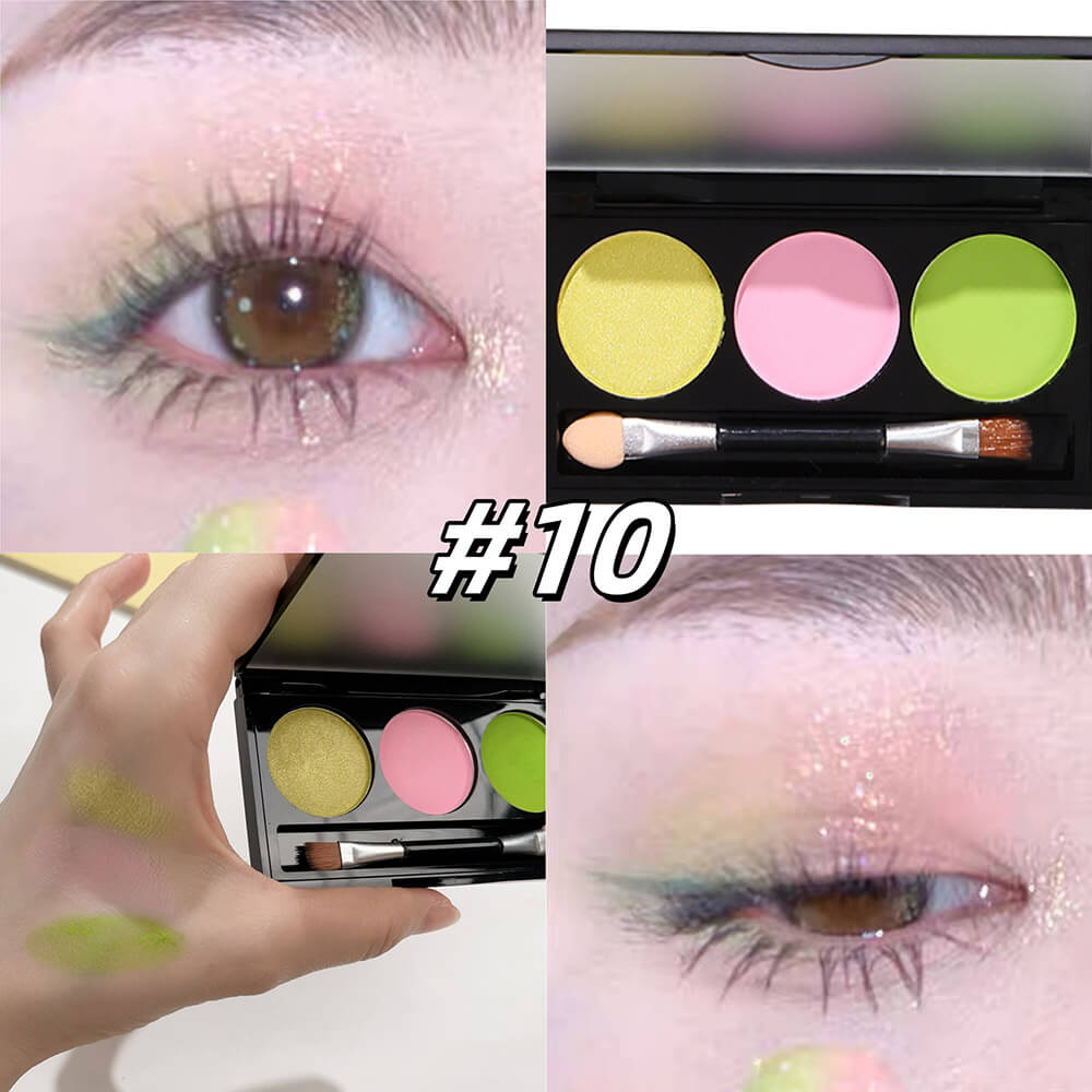 3-Color Matte Eyeshadow Palette Powder Waterproof High Pigment With Brush