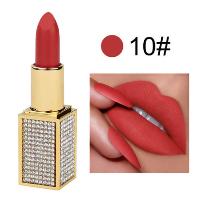 14 color matte lipstick diamond tube creamy moisturizing