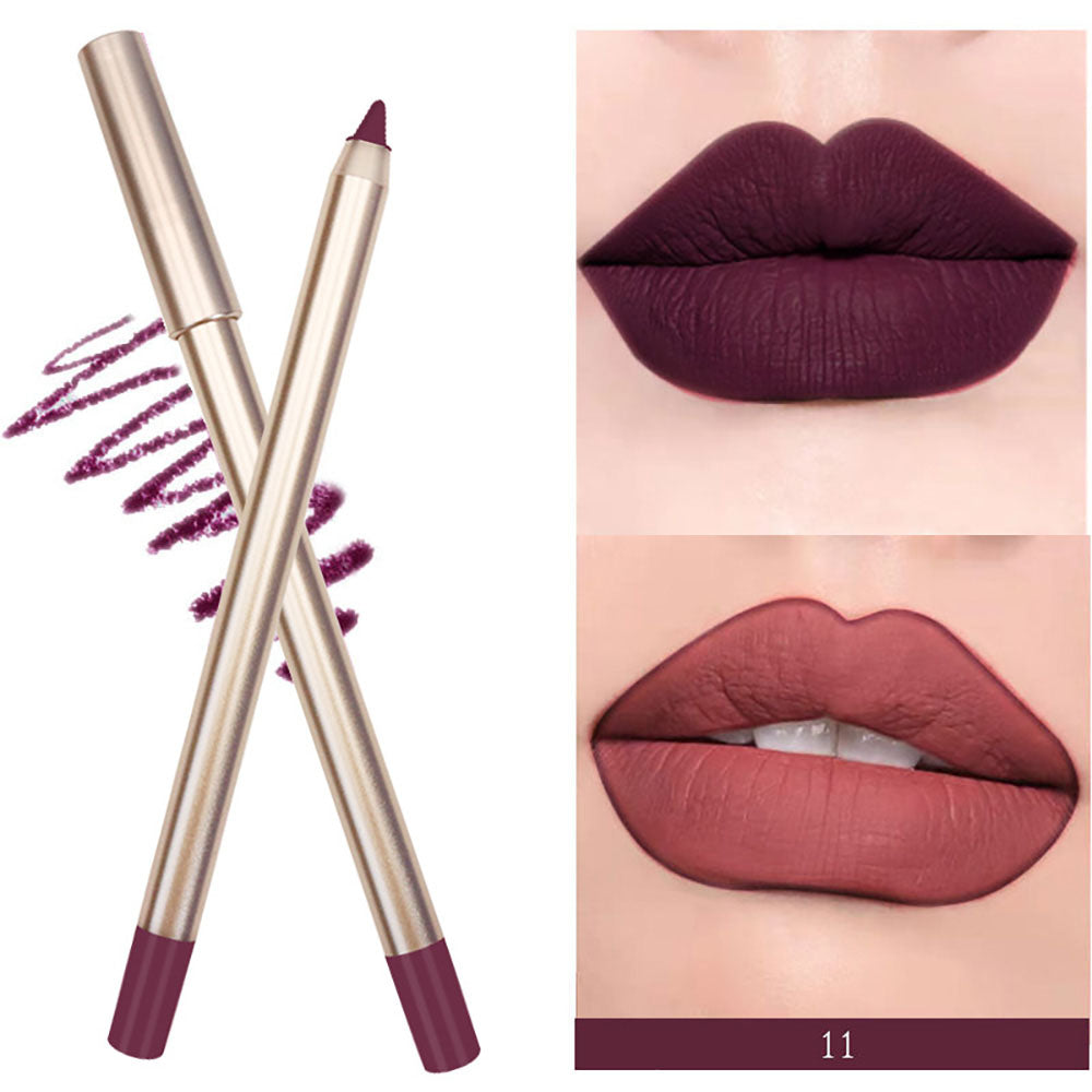 15 Color Matte Lip Liner Gold Lip Pencil Waterproof High Pigmented Vegan