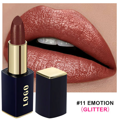 16 Color Glitter Lipstick Plumping Shimmer Lip Stick Hydrating Long-Lasting