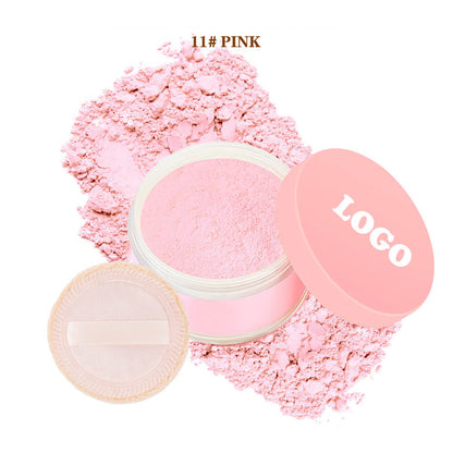 Poudre libre fixante rose matifiante, 6 teintes, avec houppette. 
