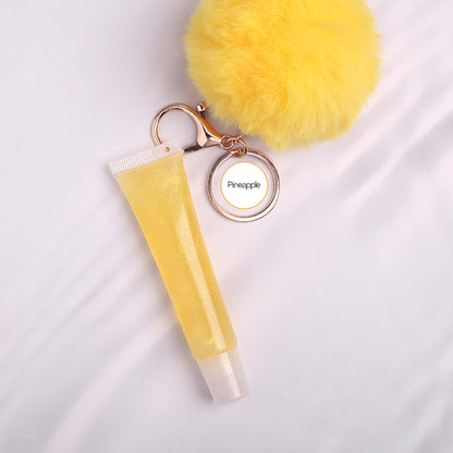13 Color Fruity Lip Gloss Pompom Keychain Vegan Lipgloss 15ml Private Label