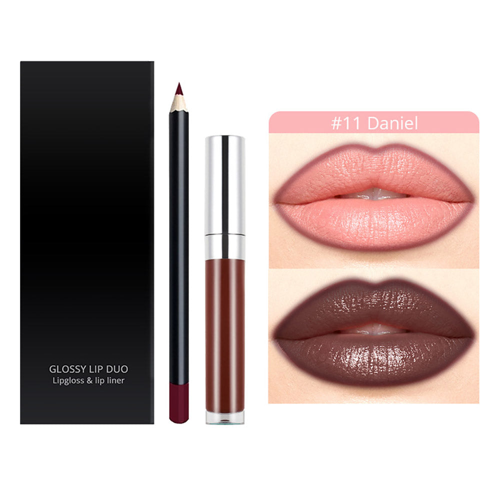20-Color LIP DUO Set Nude Lip Gloss & Lip Liner Kit High Pigment Moisturizing