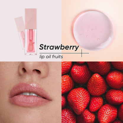 8-Color Lip Oil Plumping Fruit Flavor Lip Gloss Moisturizing Nourishing Vegan