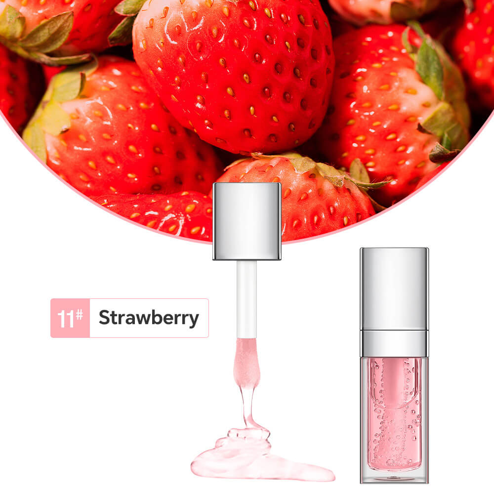 48 Colors Lip Oil Fruit Lip Gloss Lip Plumping Oil Vegan Moisturizing Silver-Plated Tube