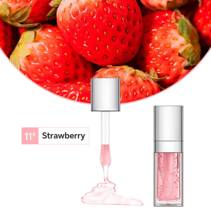 48 Colors Lip Oil Fruit Lip Gloss Lip Plumping Oil Vegan Moisturizing Silver-Plated Tube
