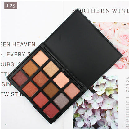 Paleta de sombras de ojos de 12 colores, tonos tierra oscuros
