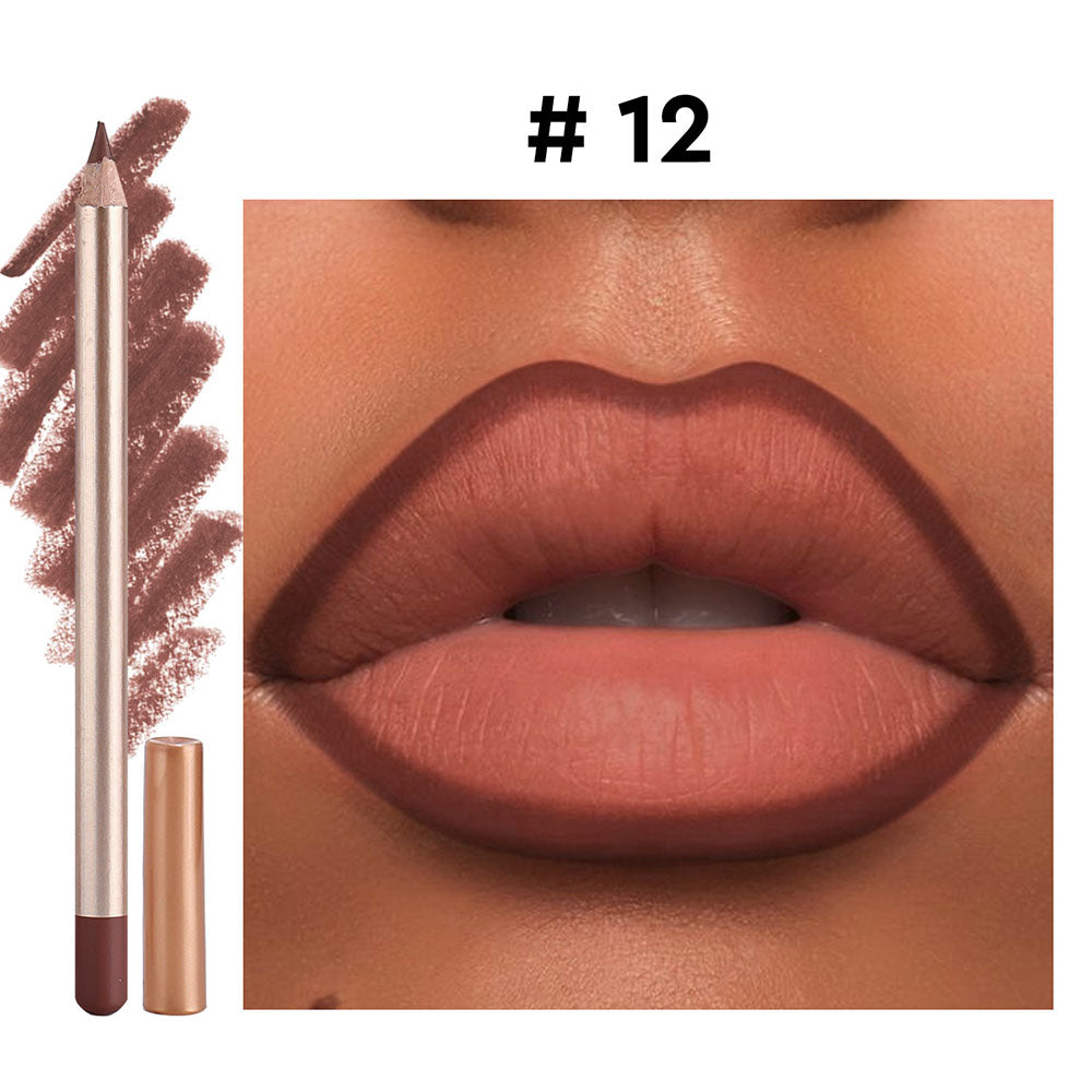 13 Color Matte Lip Liner Nude Wooden Lipstick Waterproof Long-Lasting Vegan