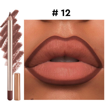 13 Color Matte Lip Liner Nude Wooden Lipstick Waterproof Long-Lasting Vegan