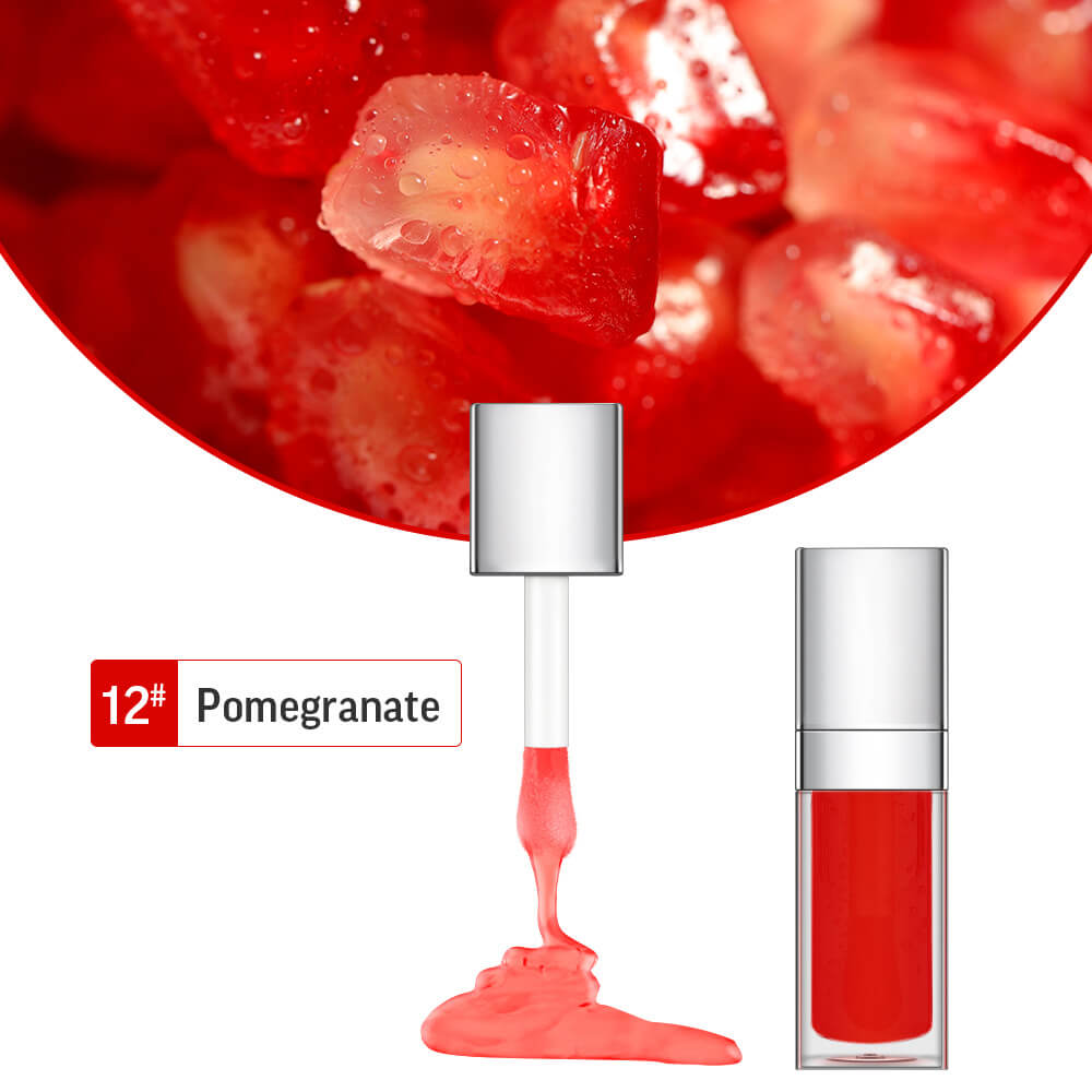 48 Colors Lip Oil Fruit Lip Gloss Lip Plumping Oil Vegan Moisturizing Silver-Plated Tube