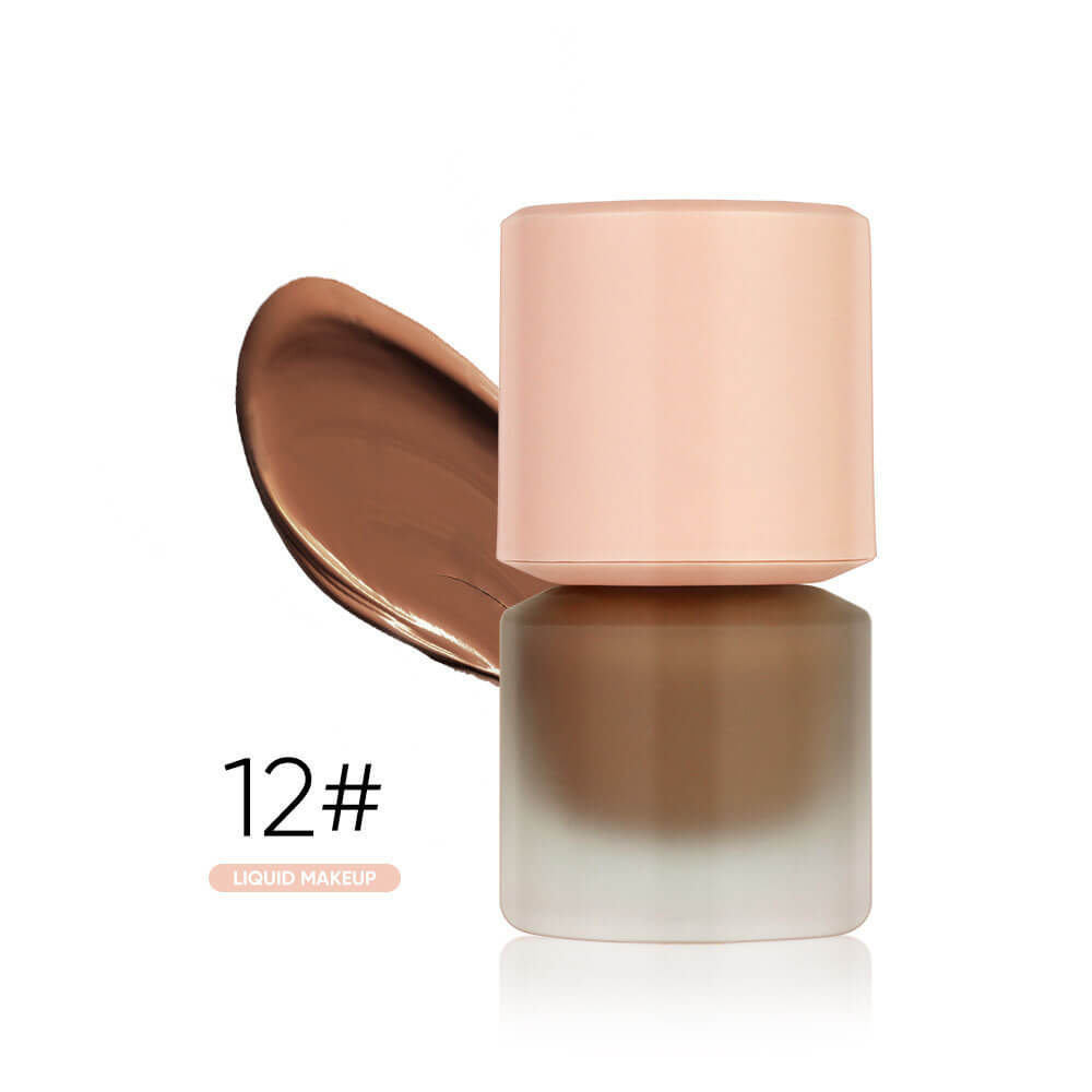 12-Shade Liquid Foundation High-Coverage Long-Lasting Flawless Waterproof 15ml