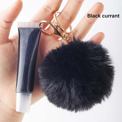 13 Color Fruity Lip Gloss Pompom Keychain Vegan Lipgloss 15ml Private Label