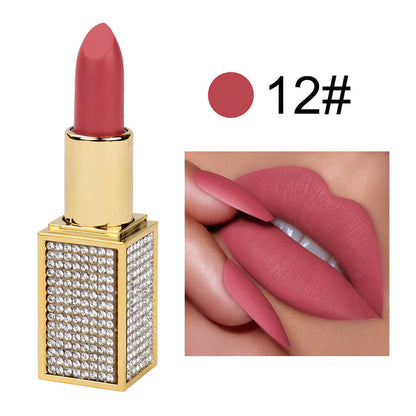 14 color matte lipstick diamond tube creamy moisturizing